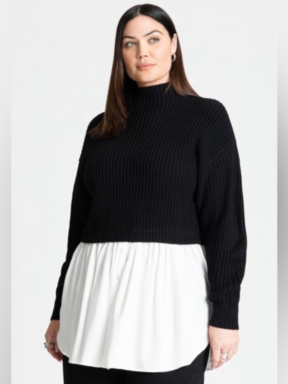 Eloquii Black Turtleneck Skirted Sweater